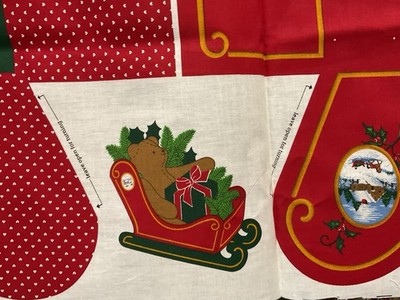 VIP Cranston Keepsake Crafts Sleigh With Teddy & Package Cut N Sew Fabric Panel