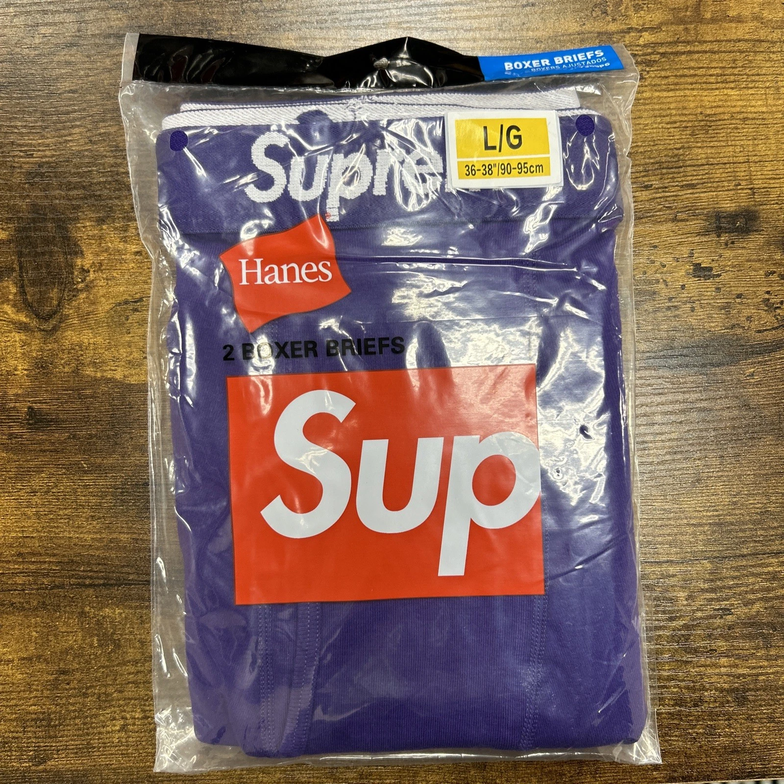 Lot de 2 boxers Supreme violet taille L slip Hanes sous vêtement créateur neuf authentique