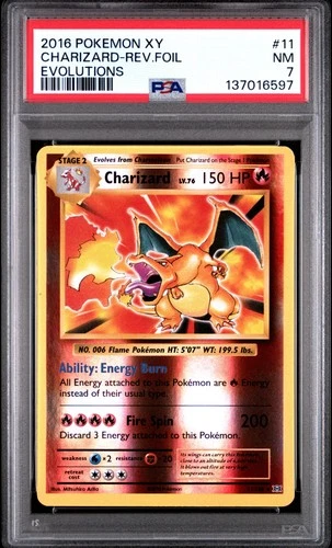 PSA 7 Charizard Reverse Foil #011 Pokémon XY Evolutions English 2016