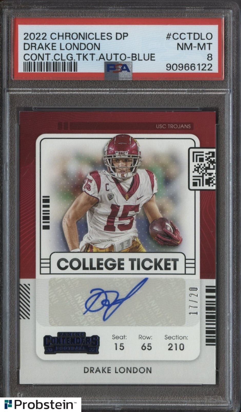 Drake London Panini Chronicles Draft Picks Contenders College Ticket Autographs #CCTDLO Blue