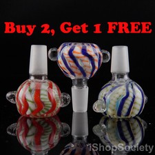 Ribbon Glass Slide Bowl 14mm Water Pipe Hookah Head Piece Thick Bowl - P770
