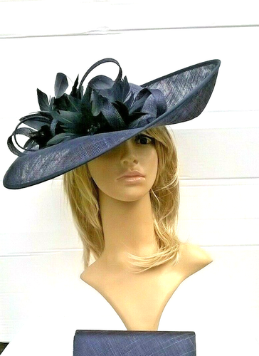 Navy Blue Hatinator..Stunning Sinamay 