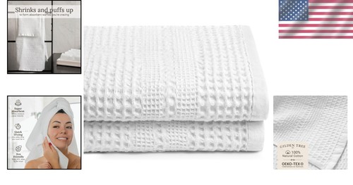 Elegant Waffle Weave Bath Towels - Super Absorbent & Lightweight Travel Set - Picture 2 of 9