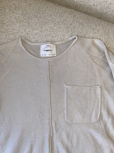 Zara Boys Pocket Cotton Knit Sweater Top Size 7 Ecru Beige - Picture 5 of 5