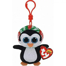 Ty Beanie Boos 🎄 PENELOPE THE PENGUIN 3" Clip  GLITTER EYES New MWMT's