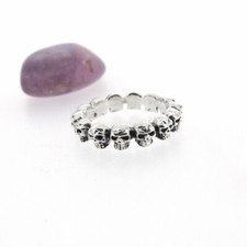 Band of Skull Heads, Sterling Silver 925 - sizes L, M, N, O, P, R, S