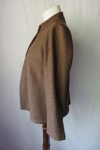 Eileen Fisher Petite Wool Two Piece Set Sleeveless Sweater Open Jacket Brown PM - Imagen 2 de 8
