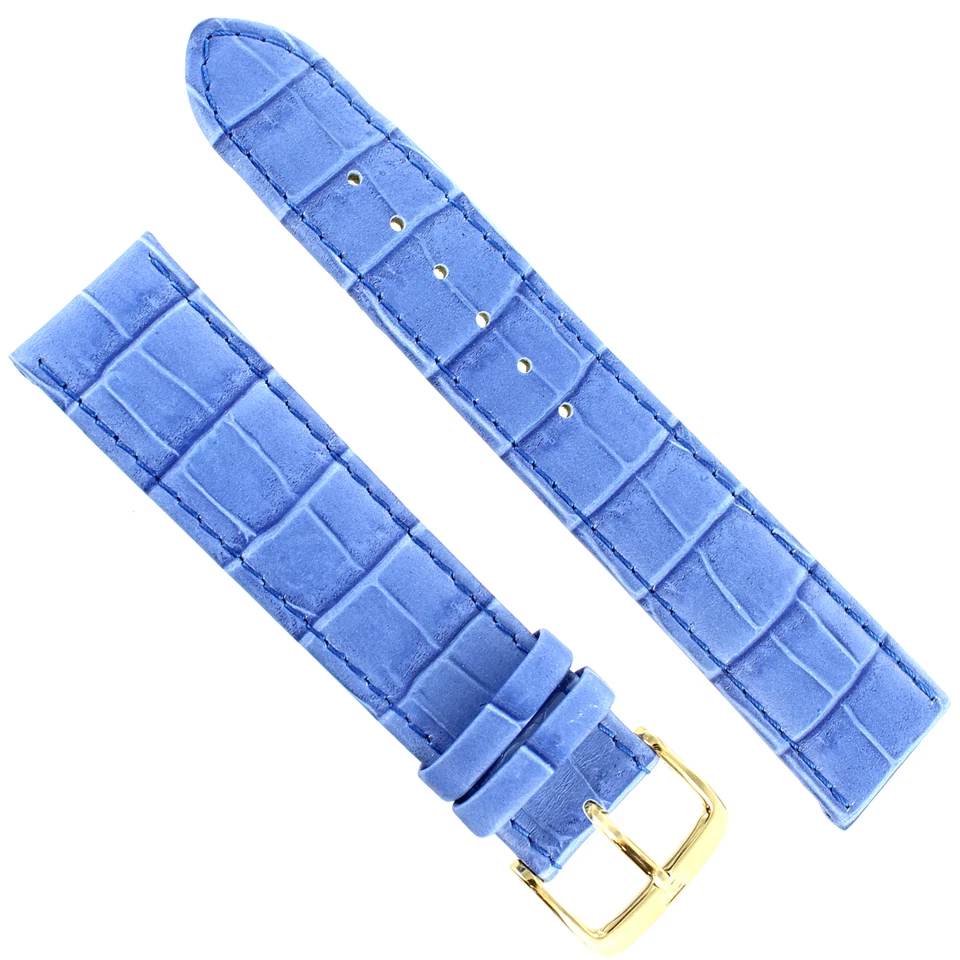 Correa de reloj de piel de becerro con estampado de cocodrilo Luisiana azul real modelo Di de 20 mm Foto 4 de 4