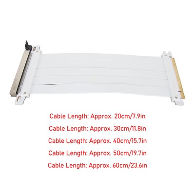 White 60cm/23.6in PCIE 4.0 X16 Extender Riser Cable High Shielding Property Set