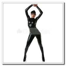 Latex Catsuit Basic Jumpsuit Slim Fit Back 3 Way Zip Socks Customized 0.4m B98