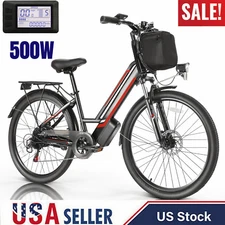 ⭐26" Electric Bike for Adults, 500W Mountain Bicycle Commuter EBike w/Rear Rack⭐