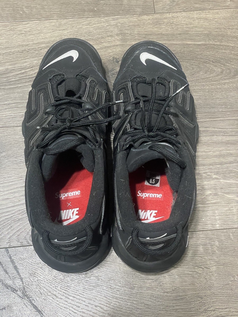 Size 8.5 - Nike Air More Uptempo x Supreme Black 2017 902290