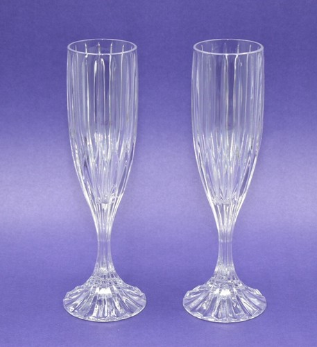 VTG Mikasa Park Lane Fluted Champagne Crystal Glasses 8-5/8" Set Of 2 - Picture 3 of 12