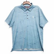 William Murray Golf Polo Shirt Mens Large Blue Topographic Map All Over Print