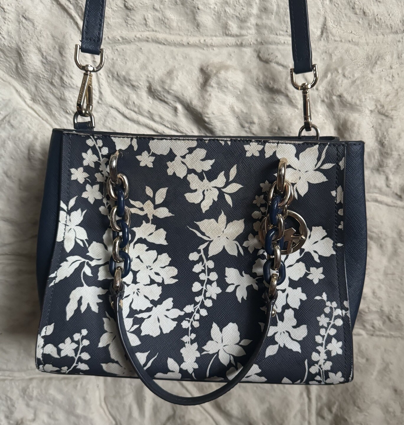 Michael Kors Sofia Medium Leather Navy Floral Cro… - image 3