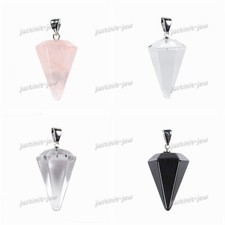 30mm Gemstone Rock Crystal Hexagonal Pointed Reiki Chakra Pendant