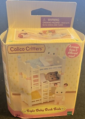 Calico Critters Triple Baby Bunk Beds - Dollhouse Furniture Set - New in Box!