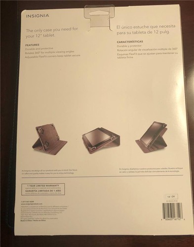 NUEVO NSIGNIA NEGRO 12" Estuche Plegable para Tablet Ajustable 360 grados. protección segura - Imagen 2 de 7