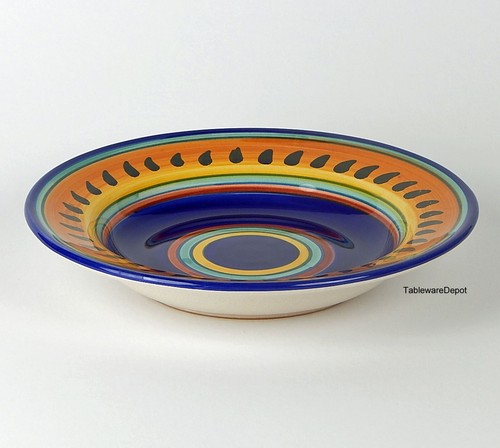 Pier 1 ITALIAN SWIRL, Large Rim Soup Bowl, Blue & Orange, SUPERB+ Condition!