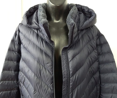 32 Degrees Womens Plus 2X Down Jacket Blue Zip Packable Travel Removable Hood - Picture 9 of 15