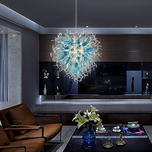Modern Chandeliers Murano Glass Chandelier Light Fixture Led Hanging Pendant Lig - Picture 4 of 7