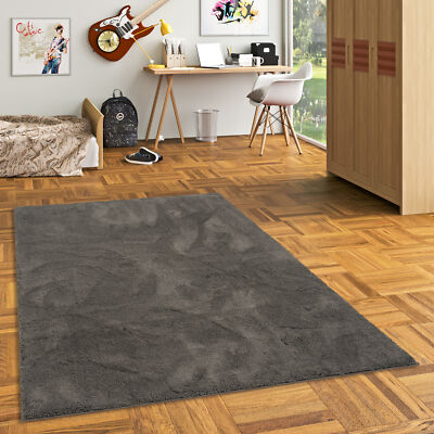 Super Soft Kinder Hochflor Teppich Silky Kids Anthrazit