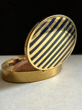 Elizabeth Arden 1930’s Vintage Powder Compact Brass Oval Stripe Rare