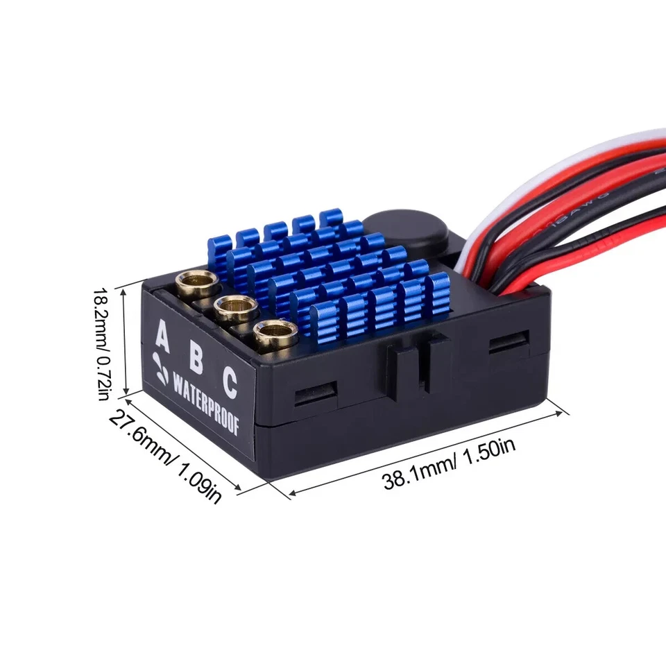 Waterproof 35A Sensorless Brushless Motor ESC 5V/2A BEC Output For 1/16 Truck - Image 2 of 4
