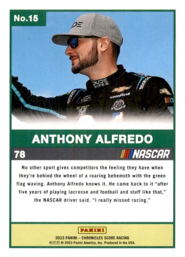 2023 Panini Chronicles #15 Anthony Alfredo Score - Picture 2 of 2