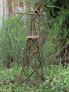 Miniature-Dollhouse-FAIRY-GARDEN-Accessories-Large-Rustic-Antiqued-Windmill