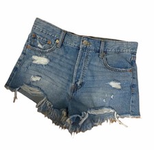 Aero High Rise Distressed Cut Off Denim Shorts Button Fly Size 8
