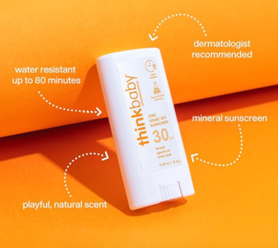 Thinkbaby SPF 30 Sunscreen Stick Safe, Natural, Water Resistant Sun Cream 0.64oz