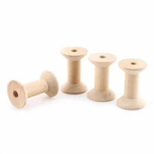Empty Wire Spools Bobbin Thread Spools Wood Color Wire Bobbins For Sewing 10pcs 