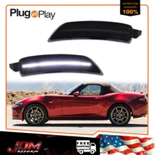 For 2016-2023 Mazda MX-5 Miata Smoked White LED Front Bumper Side Marker Lights