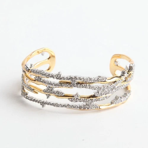 Authentic Alexis Bittar Orbiting Bamboo Crystal Encrusted Cuff
