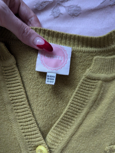 Emmy Design Sweden Jolly Fine 1940s Chartreuse Wool Belted Cardigan - Picture 4 of 7