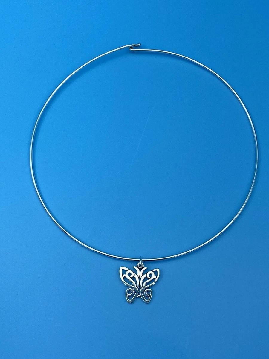 James Avery Sterling Hook On Wire Necklace w JA Laced Wing