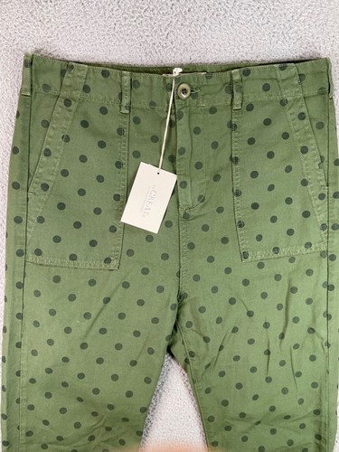 THE GREAT Ranger Women's Pants 28 Green Military Utility Polka Dot Boho Wide Leg - Picture 3 of 12