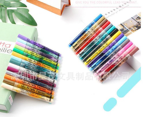 28 Farben 0.7mm Spitze Acrylstifte Marker Acrylfarben Wasserfeste Stifte Set - Bild 2 von 10