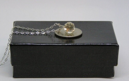 Faceted 7 mm Round White Topaz Necklace W/ 19" S/S Cable Chain, 1.15 Carats - Picture 5 of 7