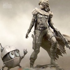 1/24 75mm resin figure model Future Female Warriors and Robots Unassembled