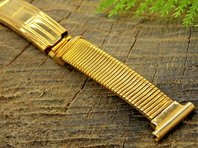 NOS Vintage Watch Band 16mm Deployment Clasp Sentinel Rolled Gold Plate Art Deco