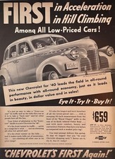 1940chevrolet Deluxe Sedanusa License Platechevyfirst Againvintage Print Ad