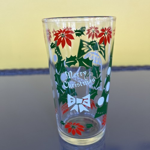 Vtg Continental Can Co 5” Merry Christmas Happy New Year Glass Red Green White - Picture 2 of 8