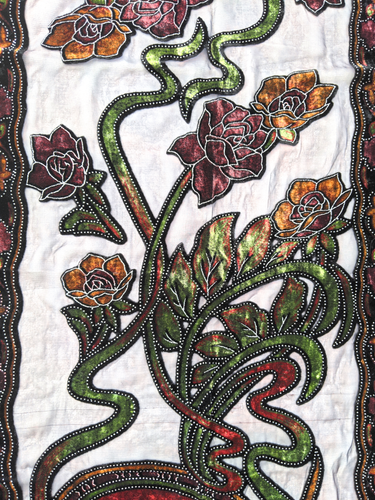 Past Times retro floral red patterned devore scarf shawl tassel velvet wrap boho - Picture 4 of 9