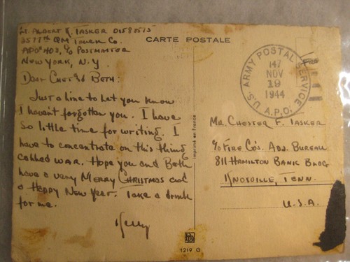 Postal de dos militares de guerra de la Segunda Guerra Mundial 1944 - Usada por teniente - Imagen 4 de 5