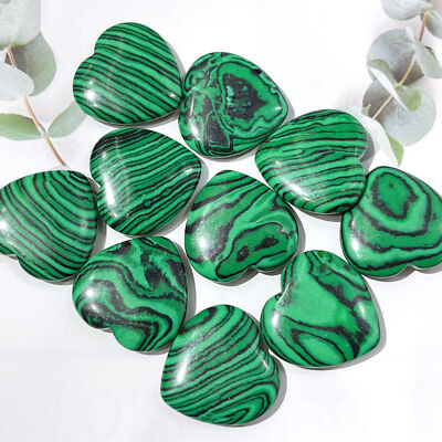 20pcs 25mm Artificial Malachite Stone Healing Gemstone Heart Balance No Hole