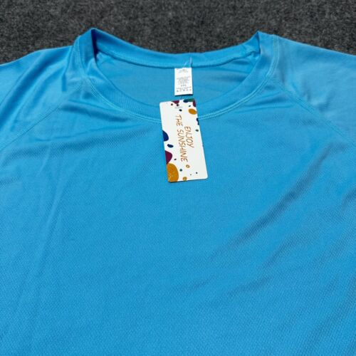 NEW Shirt Mens XXL Blue Raglan Short Sleeve UV Protection UPF 50+ Activewear - Picture 7 of 12