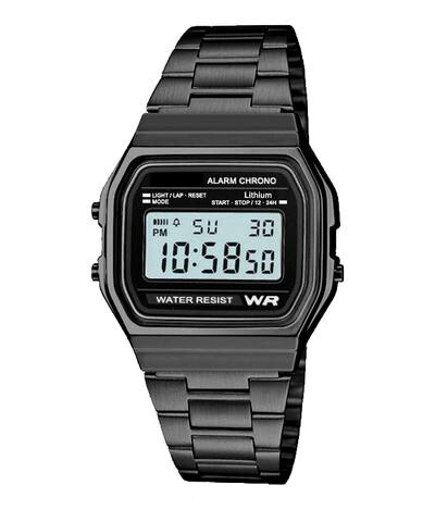Moda Mujeres Hombres Resistente al Agua Banda de Metal Estilo Retro Deportes Reloj Digital - Imagen 23 de 30