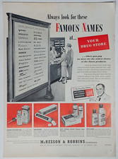 1950s Pharmacy Drug Store McKesson Robbins Inc Pepto Colorful Vintage Print Ad